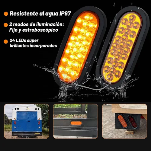 Vista 6 de Partswcgg - Juego de 4 luces estroboscópicas empotrables ovaladas ámbar de 6 pulgadas