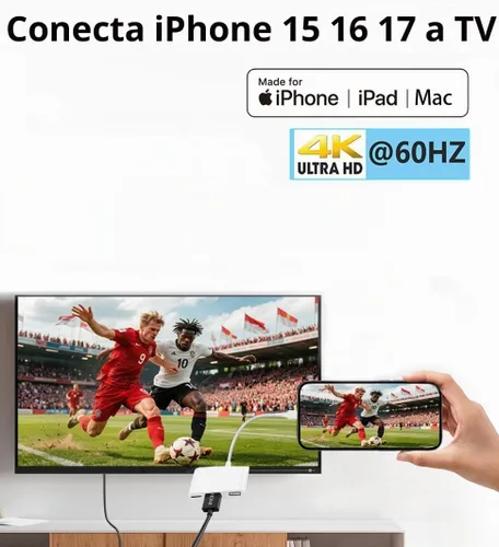 Vista 2 de Apple - Adaptador multipuerto USB C a HDMI para iPhone 15/16/17, MacBook Pro Air iPad Pro, certificado MFi tipo C, concentrador AV digital tipo C