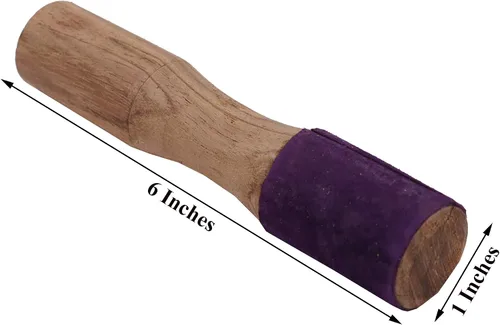 Vista 2 de Cuenco tibetano de madera dura fácil de jugar, envuelto en ante