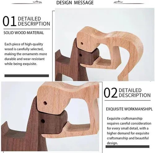 Vista 3 de Figuras decorativas de madera para hombres y perros, decoración del hogar, escultura de madera, estatua de cachorro y humana, escultura de oficina