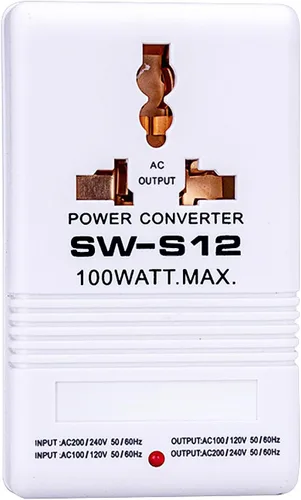 Vista 6 de Convertidor de voltaje de alimentación de 110 V a 220 V para subir y bajar transformador de 100 vatios para viajes, color blanco