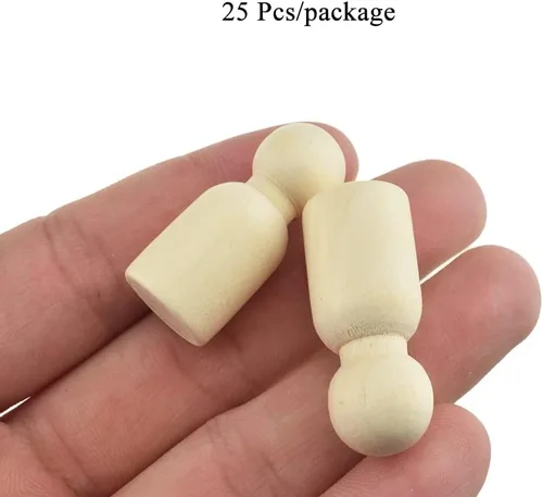 Vista 6 de HAHIYO 1.4 pulgadas, 25 unidades de muñecas de madera con forma de papá, muñecas de madera sin terminar, figuras de madera, cuerpos de muñeca