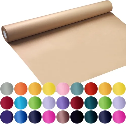 Vista 38 de SMART&CASUAL Papel de regalo negro de 17.8 x 760 pulgadas (63 pies) de papel kraft para regalo, tablón de anuncios, ramos, flores, niños, embalaje
