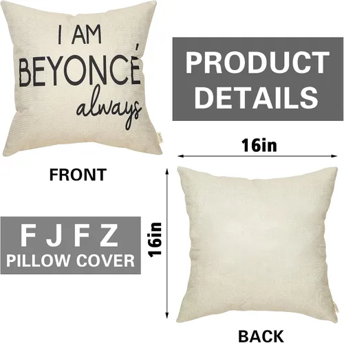 Vista 2 de Funda de cojín decorativa de lino y algodón con texto en inglés "I am Beyonce Always" (Soy Beyoncé Always) de Michael Scott, para el hogar