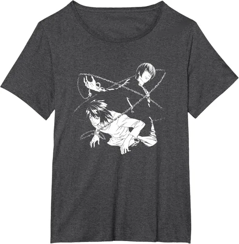 Vista 6 de Death Note Camiseta de anime Light and L Chains Negro