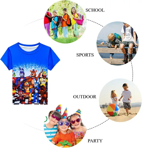 Vista 7 de Yowhdae FNAF Personajes Niños Gráficos Camisetas Moda Tee 5-10Y