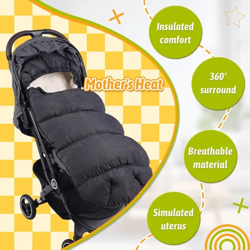 Vista 7 de Waterproof &Thicken Universal Stroller Cover Winter,Stroller Footmuff Bunting Bag for Warm Strollers Muff,Stroller Accessories for Baby Sleeping Bag