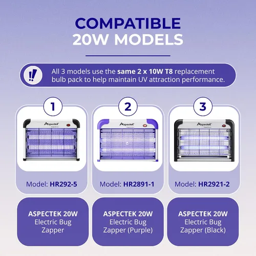 Vista 5 de Aspectek Bug Zapper - Bombilla de repuesto para lámpara de 10 W para 20 W de 20 W, 2