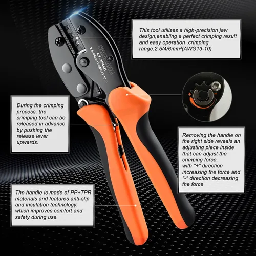 Vista 3 de Kit de herramientas de crimpado de conectores de panel solar con 1 crimpador, 15 pares de conectores y 1 llave inglesa, herramientas esenciales
