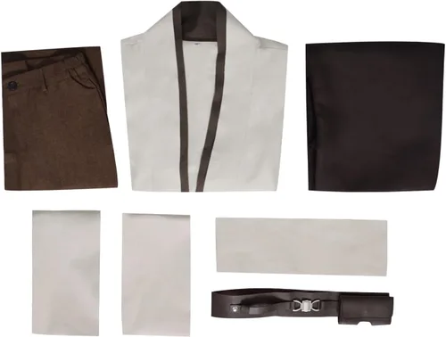 Vista 8 de Disfraz de cosplay para hombre, túnica blanca con capucha, bata, uniforme de Halloween Conjunto completo blanco