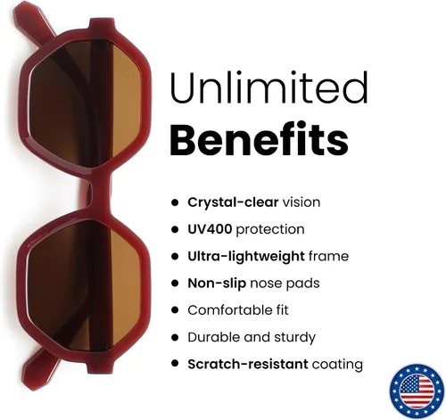 Vista 6 de 2SeeLife Gafas de sol hexagonales de gran tamaño para mujer con protección solar completa, gafas de sol resistentes para mujer, tonos retro