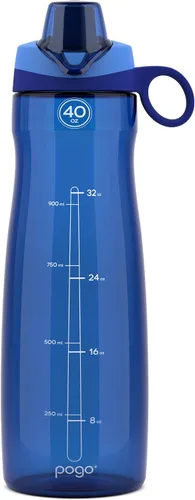 Vista 12 de Pogo Botella de agua de plástico tritán sin bisfenol A con tapa con pico de 18 onzas, color azul