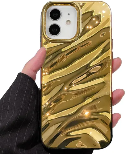 Vista 23 de QLTYPRI Funda compatible con iPhone 11, bonita funda con patrón de ondas de agua para niñas y mujeres, delgada, satinada, brillante, suave, de Beige