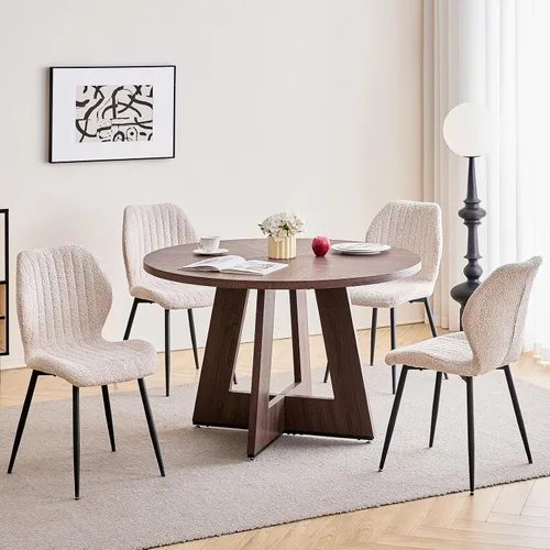 Vista 11 de Juego de mesa de comedor redonda para 4, mesa de cocina y sillas