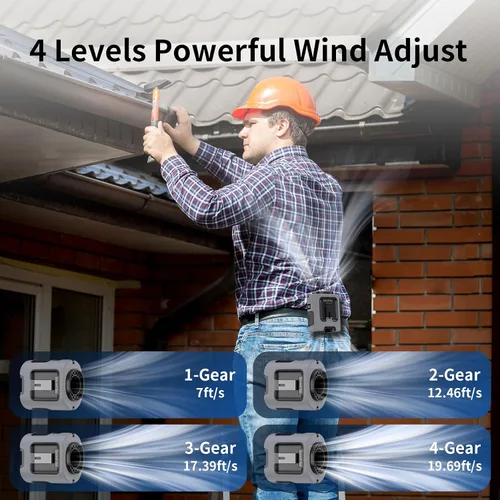 Vista 3 de Socool - Ventilador de cintura portátil con clip en el cinturón portátil, mini ventiladores personales recargables, 4 velocidades 13000 RPM