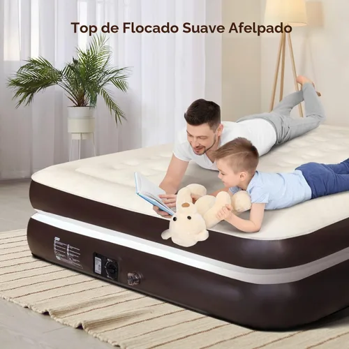 Vista 6 de Ciays Colchón de aire con bomba incorporada, colchón inflable con bolsa de transporte para el hogar y campamento, cama inflable de aire para Marrón