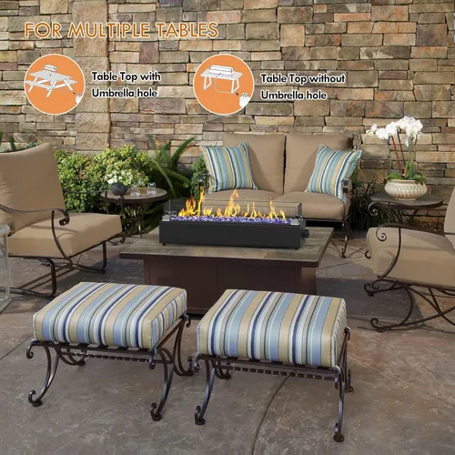 Vista 2 de Fogata de propano de mesa de 28 pulgadas, hoguera de mesa de 40,000 BTU para patio, cuenco de fuego rectangular portátil al aire libre con escudo