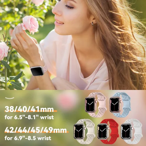 Vista 7 de Paquete de 5 correas de silicona suave compatibles con Apple Watch Band de 1.496 in, 1.575 in, 1.614 in, 1.654 in, 1.732 in, 1.772 in, 1.772 in
