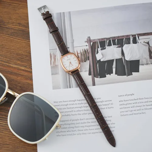 Vista 8 de Reloj clásico de cuarzo para mujer, elegante y resistente, con correa de piel de vacuno, perfecto para cualquier ocasión