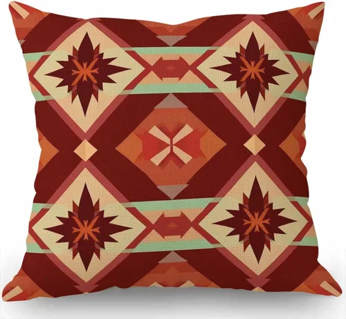 Vista 6 de Swono Funda de Almohada Decorativa con Patrón Étnico Abstracto Estampado del Suroeste Funda de Cojín Estilo Granja para Sofá Sillón 18x18 Pulgadas