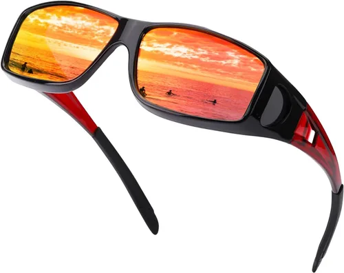 Vista 16 de IGnaef Fit Over Glasses Sunglasses for Men Women C01 Azul Azul Espejo