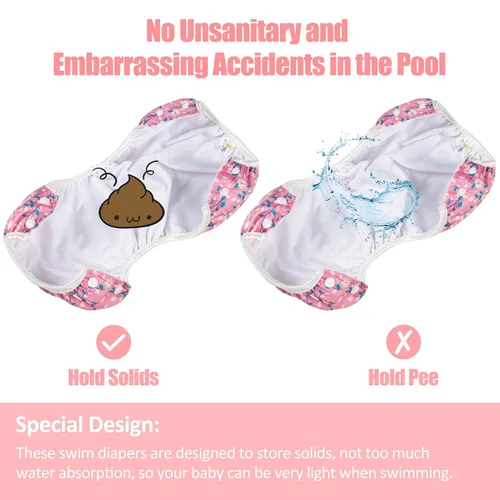 Vista 5 de wegreeco Baby & Toddler Snap One Size Adjustable Reusable Baby Swim Diaper (Chrysanthemum, Large, 3 Pack)