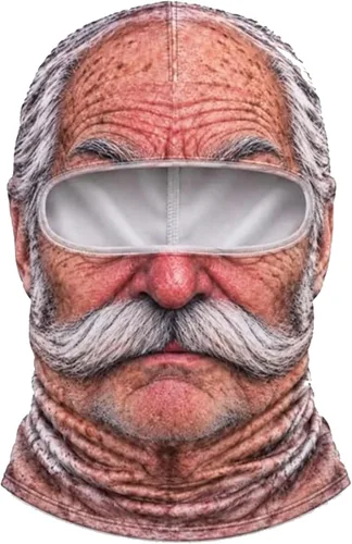Vista 9 de Máscara de esquí de anciano, divertida y realista, con estampado 3D, para invierno, con cobertura del cuello, diseño envolvente, ajuste cómodo