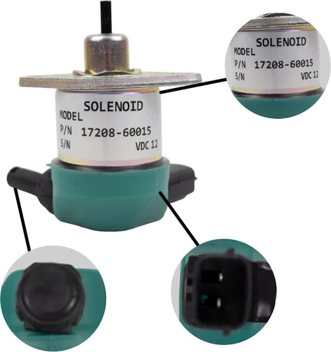 Vista 2 de Solenoide de apagado de combustible de 12 V 17208-60015 17208-60016 17208-60017 17208-60010 compatible con Kubota V1205 V1505 V1305 D1105 D1005