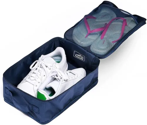 Vista 5 de JJ POWER Bolsas de viaje para zapatos, plegables e impermeables, organizador de doble capa, marino, Uso diario