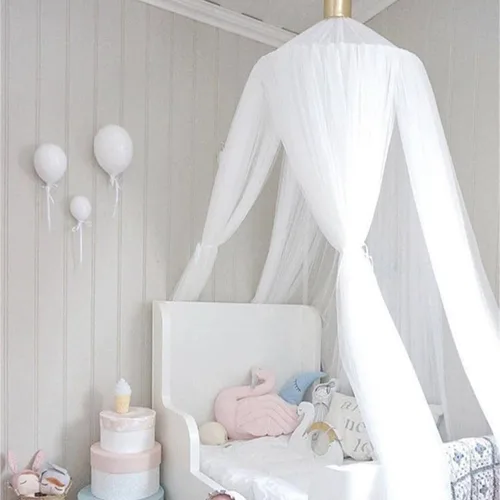 Vista 12 de ESUPPORT Toldo de cama de princesa, cúpula de encaje, mosquitera, tienda de campaña para colgar decoración del hogar, cortinas de red, rincón