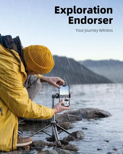 Vista 4 de EUCOS Soporte de trípode metálico de 67" para iPhone con control remoto y soporte ligero para cámara, trípode extensible resistente para teléfono