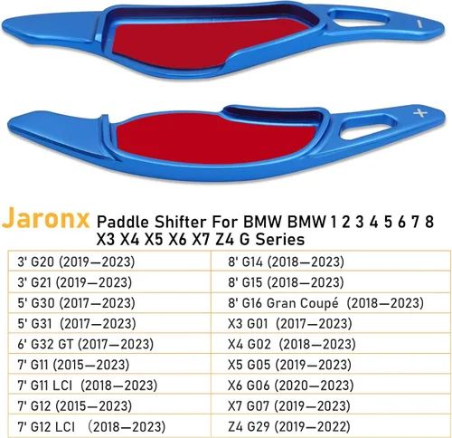 Vista 3 de Jaronx Compatible con extensión de palanca de cambio de paleta BMW 3'G20/5'G30/6'G31/7'G11/8'G14/X3 G01/X4 G02/X5 G05/X6 G06/X7 G07/Z4 G29