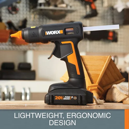 Vista 10 de Worx 20V Power Share Pistola de pegamento caliente de tamaño completo WX045L.9- (sólo herramienta)