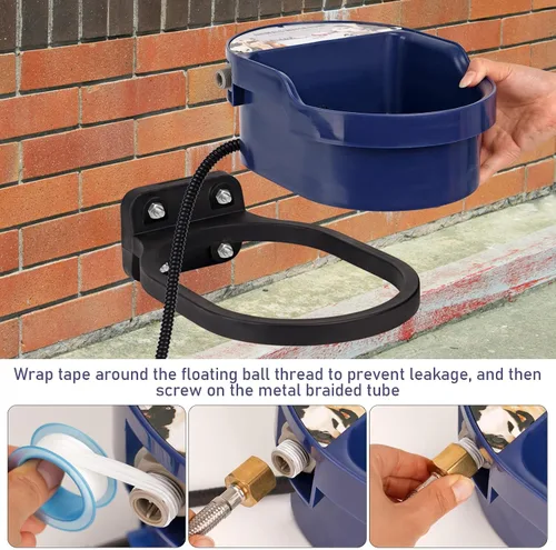 Vista 5 de Cuenco de agua automático para perros con calefacción para exteriores, razas grandes, llenado automático, tazón de agua con válvula flotante