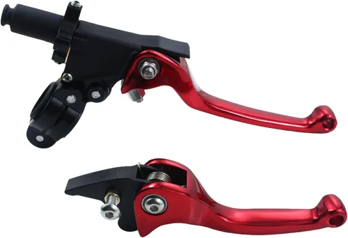 Vista 2 de Palancas universales de freno de embrague de 7/8 pulgadas de 0.866 in para CRF70 CRF110 XR 50 XR 70 XR 110 ATV Pit Dirt Bike (rojo)