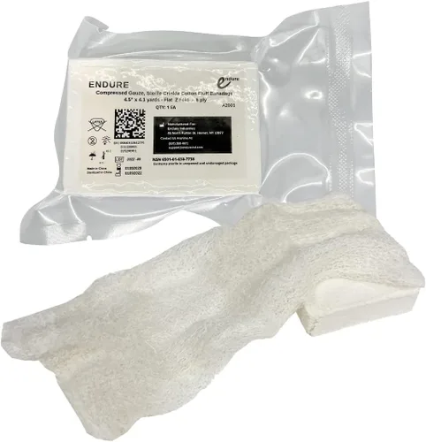 Vista 8 de Endure First Aid - Rollo de vendaje de gasa comprimida de algodón arrugado estéril de 4.5 pulgadas x 4.1 yardas (paquete de 2)
