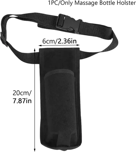 Vista 2 de Funda para botella de masaje, paquete de cintura duradera, kit de funda de botella individual, correa ajustable, dispensador de aceite esencial