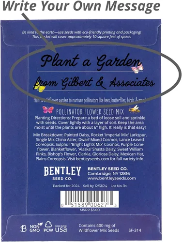 Vista 4 de Bentley Seed Co. Flores Polinizadoras del Planeta del Día de la Tierra Paquetes de Semillas de Flores Ilustrados con Abejas y Mariposas