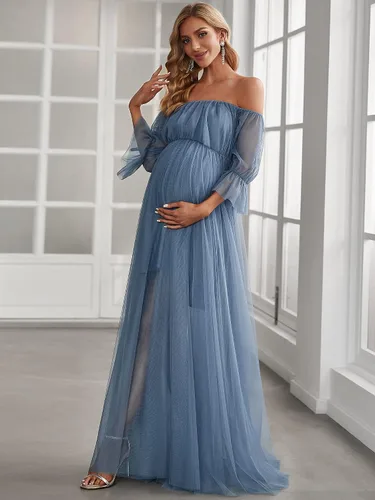 Vista 4 de Ever-Pretty Vestido de maternidad de tul con hombros descubiertos para mujer 20862