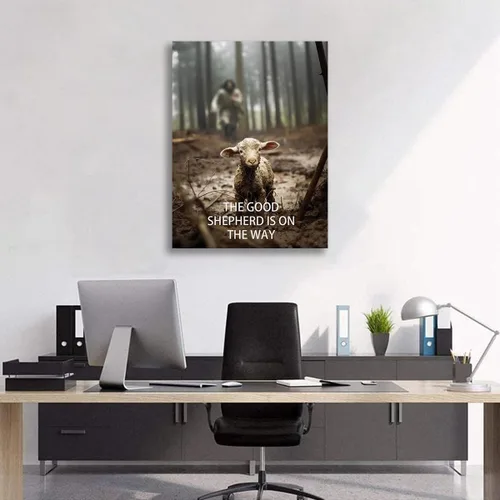 Vista 7 de Lienzo decorativo cristiano para pared, póster de Jesús rescatando a las ovejas perdidas, impresión del buen pastor está en camino, póster religioso