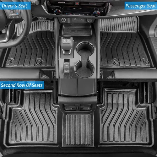 Vista 10 de Bomely Alfombrillas de Piso Compatible con Nissan Rogue 2021-2025 2026 Alfombrilla de Maletero Forro de Carga TPE Para Todo Clima Protector
