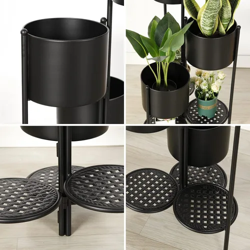 Vista 5 de Soporte para Plantas de Esquina Interior de Metal, 6 Niveles para 6 Macetas, Soportes para Macetas de Flores de Exterior, Estantes Portamacetas