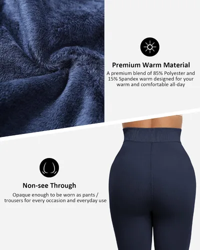 Vista 10 de NORMOV - Leggings con forro de vellón cálido para mujer, de invierno, mallas gruesas, de terciopelo, térmicas