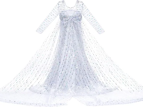 Vista 5 de Luxury Princess - Disfraz de princesa con capa larga brillante para niñas de 2 a 10 años para fiesta de cumpleaños