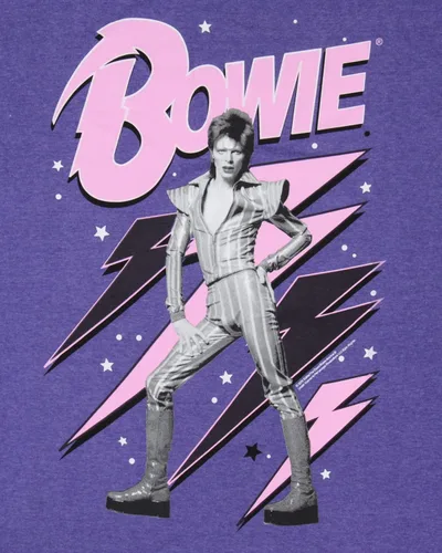 Vista 2 de Seven Times Six David Bowie Camiseta con estampado gráfico de iluminación rosa británica para hombre