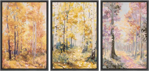 Vista 105 de SIGNWIN Lienzo enmarcado para pared, juego de arte de acuarela pastel, paisaje marrón, naturaleza, naturaleza salvaje, ilustraciones modernas, arte
