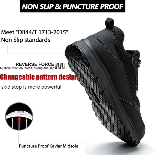 Vista 2 de ulogu Zapatos de punta de acero para hombres y mujeres, impermeables, antideslizantes, ligeros, indestructibles, zapatos de trabajo para techos