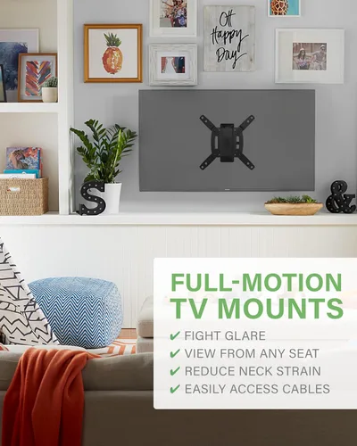 Vista 3 de SANUS Soporte de pared para TV de movimiento completo para pantallas de 19 a 40 pulgadas, diseño de un solo perno inclinado, gira y se extiende