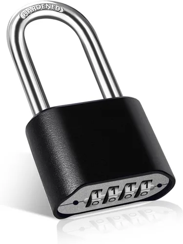Vista 8 de Cadena resistente y cerradura de combinación para exteriores, cerradura de cadena de puerta con código, candado de grillete largo con cadena