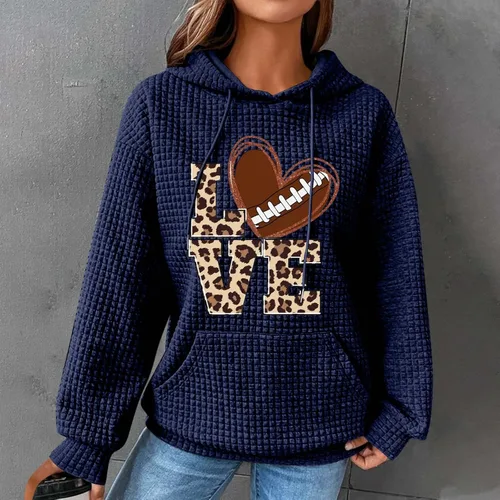 Vista 2 de Sudadera con capucha de fútbol americano para mujer, talla grande, para el día del juego, sudaderas con gráficos de fútbol americano, trajes